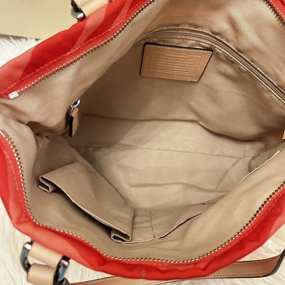 Coach Vintage Y2k Zebra Animal Print Hot Coral Tote Hand Bag - Picture 9 of 13